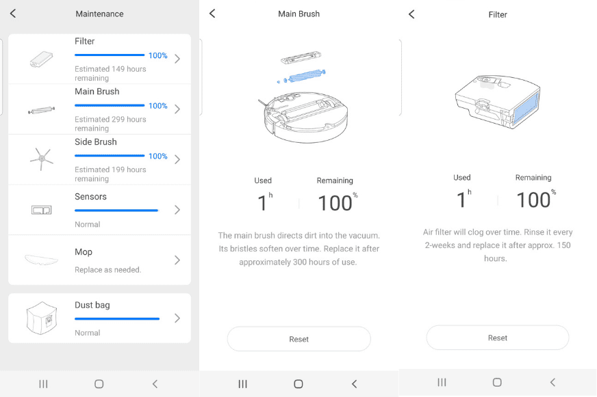 Советы по обслуживанию отображаются в приложении Roborock Q7 Max Plus App